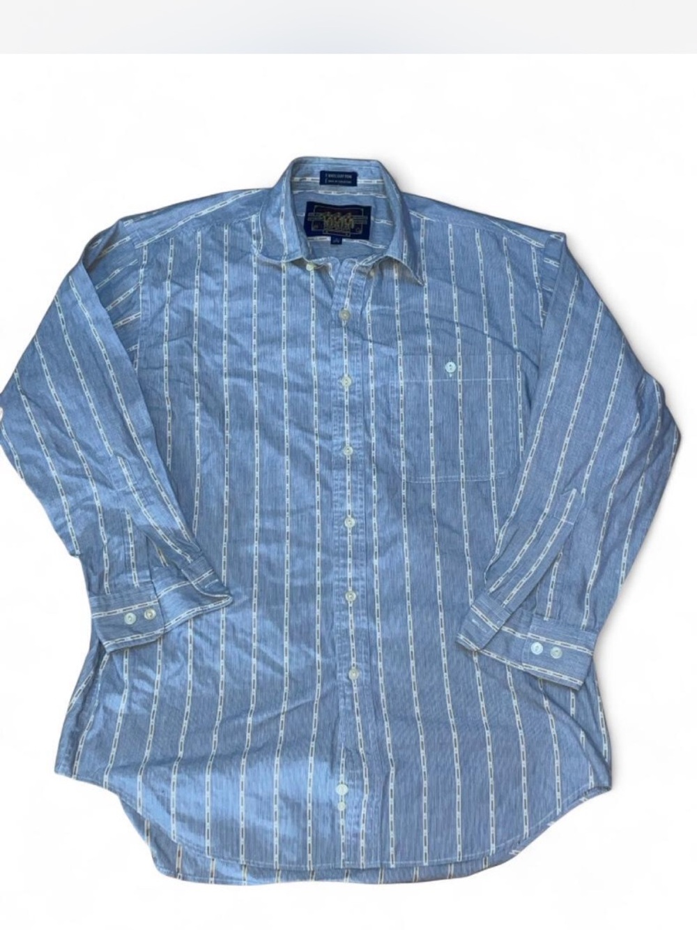 Vtg 90s Chaps Ralph Lauren Striped Button Down Shirt 16 32-33 100% Cotton Rare
